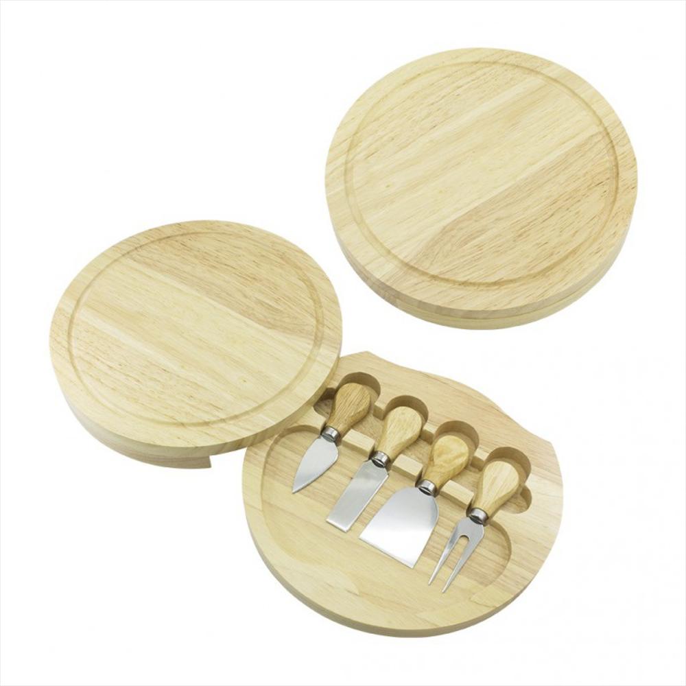 Tabla De Quesos En Madera 4 Piezas Con Tapa Giratoria