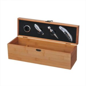 Cofre Vinera Bar En Bambú Utensilios Incluidos