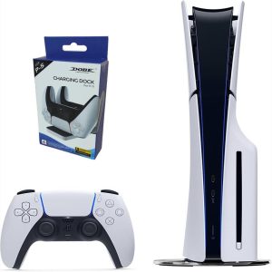 Consola Playstation 5 Slim De Disco Refurbish Con Control Blanco Y Base De Carga Doble