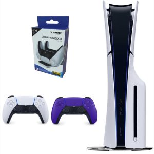 Consola Playstation 5 Slim De Disco Refurbish Con Control Blanco Y Control Purpura + Base De Carga Doble