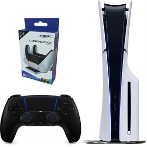 Consola Playstation 5 Slim De Disco Con Control Negro Y Base De Carga Doble