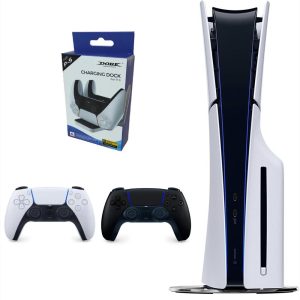 Consola Playstation 5 Slim De Disco Con Control Blanco Y Control Negro + Base De Carga Doble