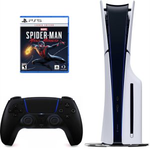 Consola Playstation 5 Slim De Disco Con Control Negro Y Videojuego Spider Man Miles Morales