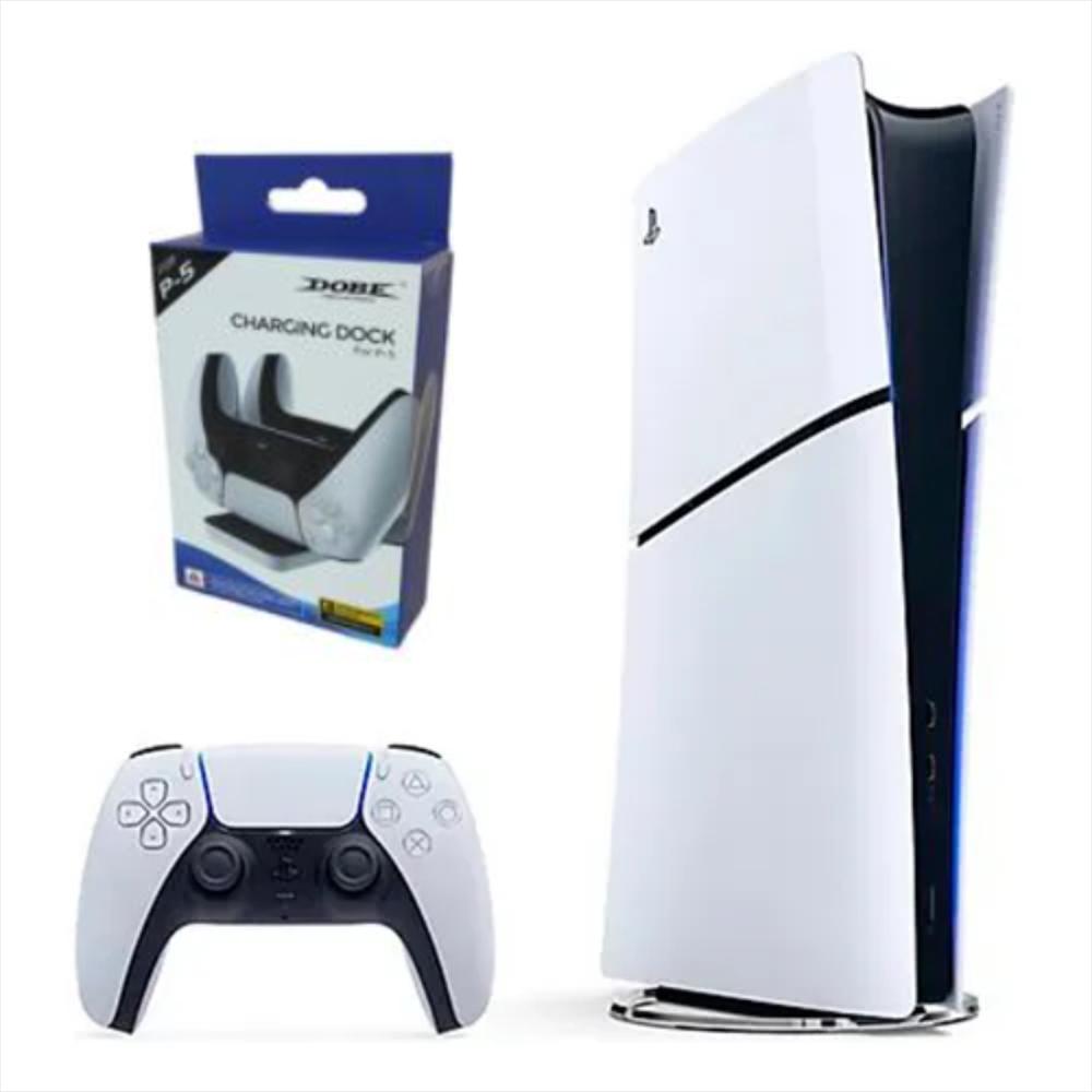 Consola Playstation 5 Slim Digital Con Control Blanco Y Base De Carga