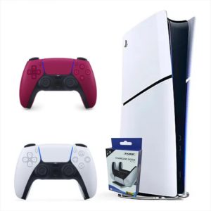 Consola Playstation 5 Slim Digital Refurbish Con Control Blanco Y Control Rojo + Base De Carga