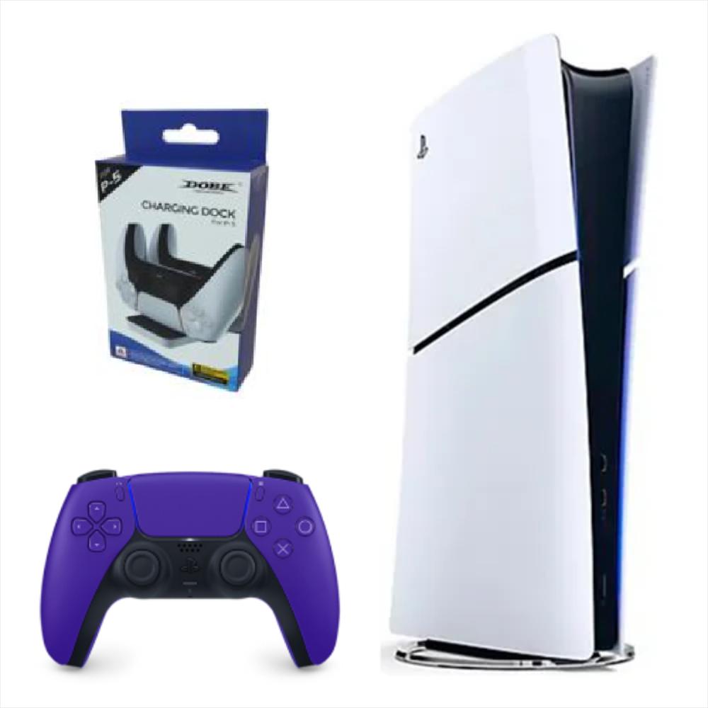 Consola Playstation 5 Slim Digital Refurbish Con Control Morado Y Base De Carga