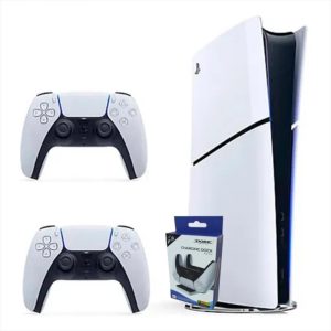 Consola Playstation 5 Slim Digital Refurbish Con Dos Controles Blancos Y Base De Carga