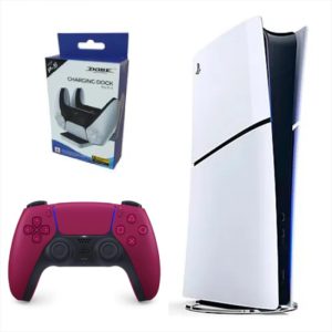 Consola Playstation 5 Slim Digital Refurbish Con Control Rojo Y Base De Carga