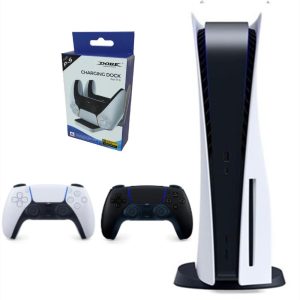 Consola Playstation 5 Fat Refurbish De Disco Con Control Blanco Y Control Negro + Base De Carga