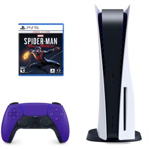 Consola Playstation 5 Fat Refurbish De Disco Con Control Morado Y Videojuego Spider Man Miles Morales